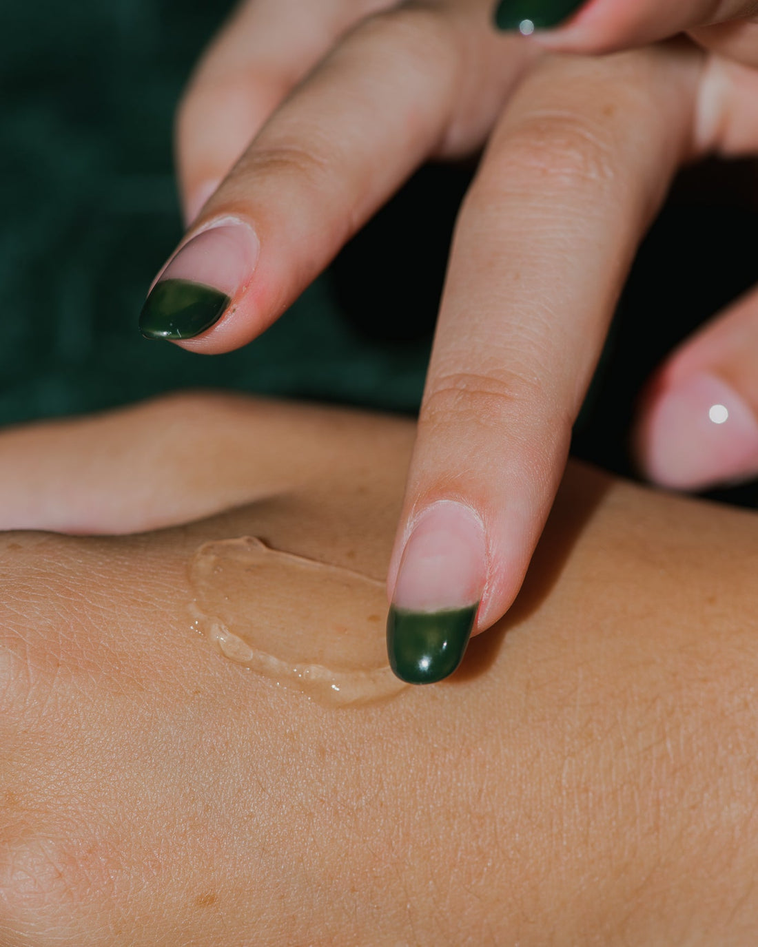 Close up of Tightening Eye Gel on skin.